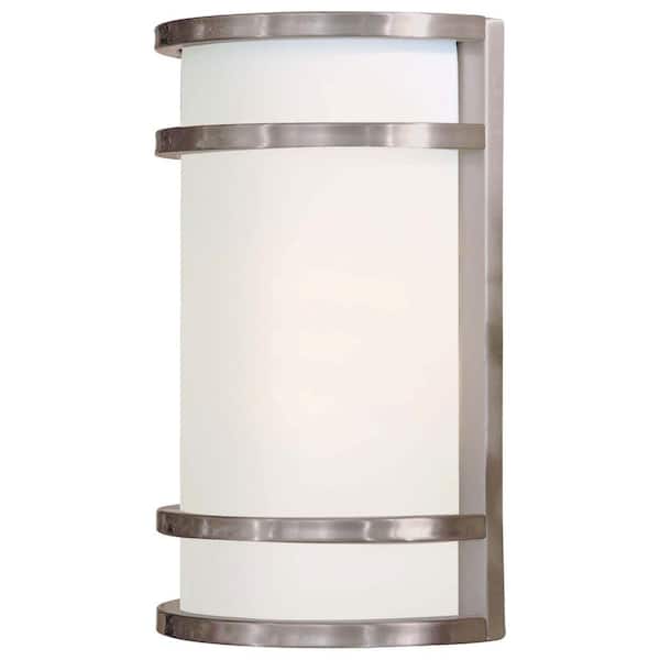 the great outdoors by Minka Lavery Bay View 2-Light Brushed Stainless Steel Outdoor Wall Lantern Sconce