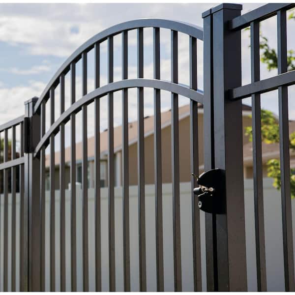 Barrette Outdoor Living Natural Reflections Standard-Duty 4 ft. W x 4-1/2 ft. H Pewter Aluminum Arched Pre-Assembled Fence Gate