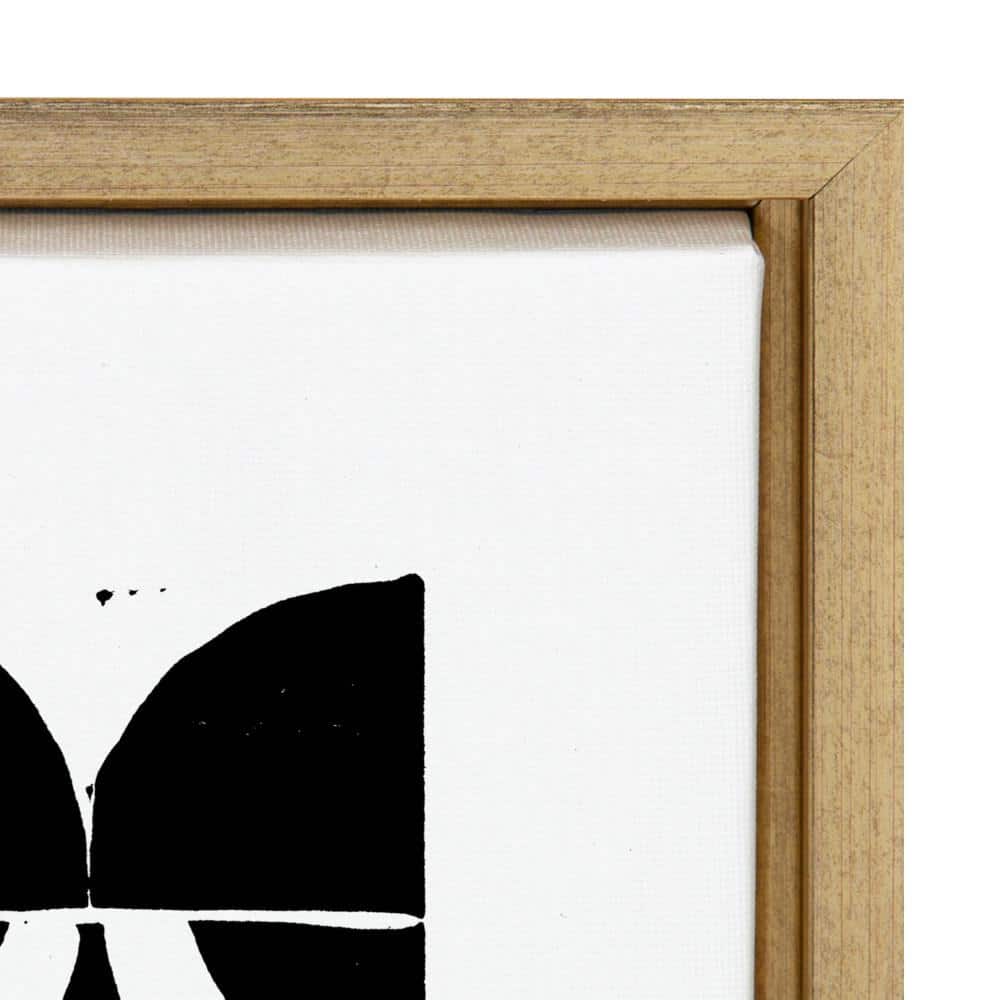 Modern Black and White Abstract Canvas Print with Natural Frame