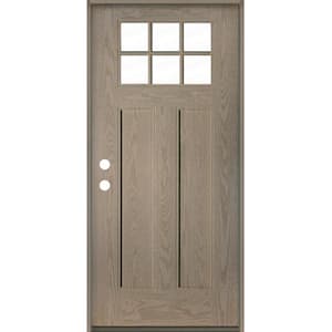 Craftsman 36 in. x 80 in. 6-Lite Right-Hand/Inswing Clear Glass Oiled Leather Stain Fiberglass Prehung Front Door