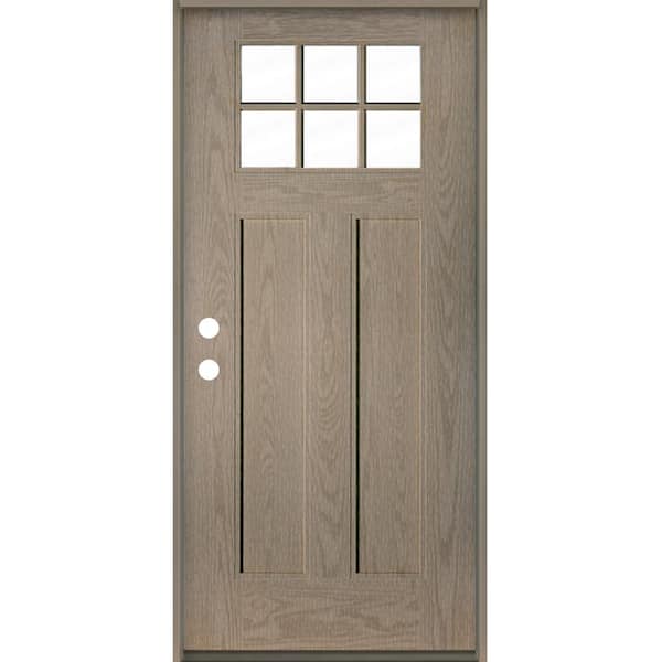 Krosswood Doors Craftsman 36 in. x 80 in. 6-Lite Right-Hand/Inswing Clear Glass Oiled Leather Stain Fiberglass Prehung Front Door