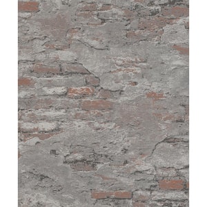 Templier Grey Distressed Brick Paper Strippable Roll (Covers 56.4 sq. ft.)