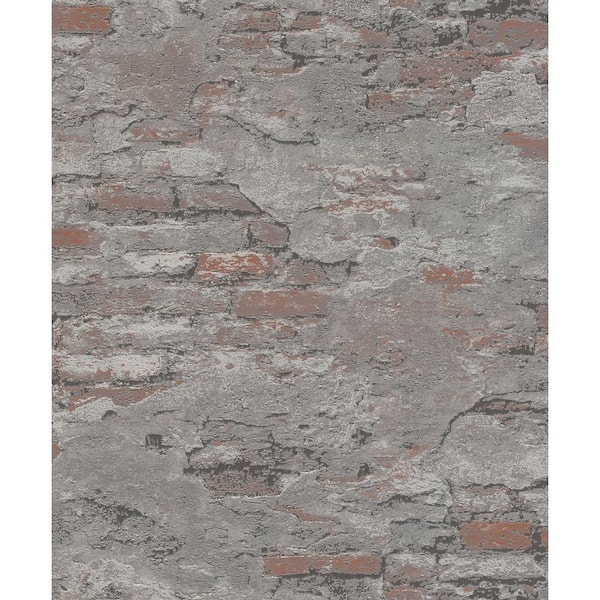 rasch Templier Grey Distressed Brick Grey Wallpaper Sample