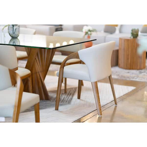 Wynetta Grey and Walnut Vegan Leather Dining Chair