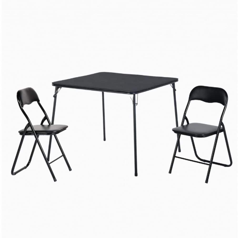 Mangrove Series 3-Piece Black Folding Table & Chair Sets, 33.9 in. Square Padded Table with 2 Chairs price history on PriceWatchPro