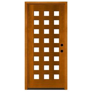 36 in. x 80 in. Modern 24 Lite Obscure Stained Mahogany Wood Prehung Front Door