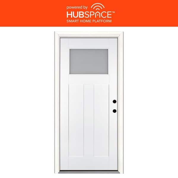 Feather River Doors Smart Glass 36 in. x 80 in. Left Hand Inswing 1/4-Lite Smooth Unfinished Fiberglass Prehung Front Door