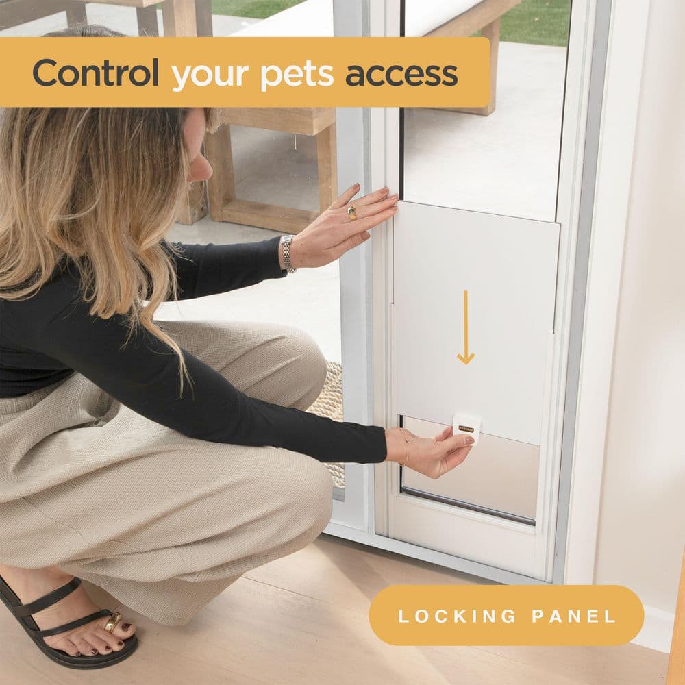 Hakuna Pets White Glass Patio Pet Door, Small