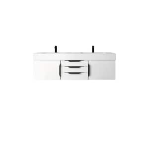 Mercer Island 59.0 in. W x 19.5 in. D x 19.3 in. H Bathroom Vanity in Glossy White with Glossy White Top