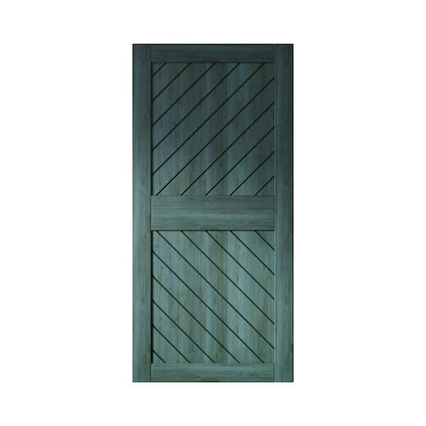 HOMACER XT3 40 in. x 84 in. C-Panel Solid Core Royal Pine Slanted Stripe Design Pine Wood Interior Sliding Barn Door Slab