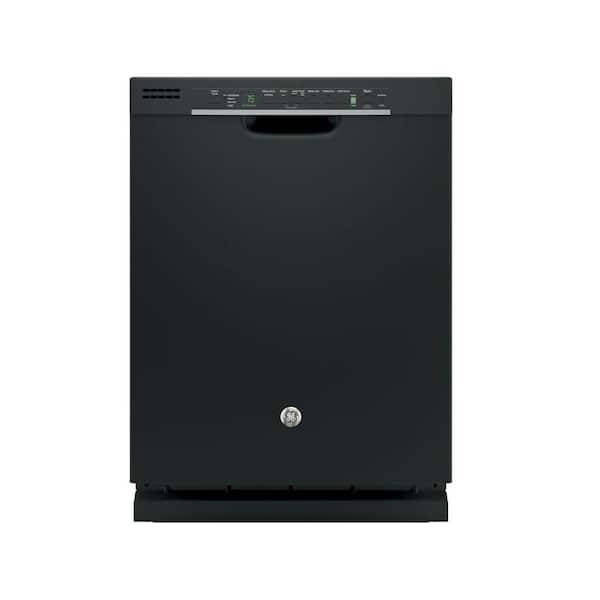 GE Front Control Dishwasher in Black with Steam Prewash