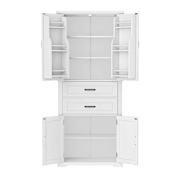 JUJABU 30 in. W x 15.8 in. D x 72.5 in. H White Linen Cabinet with
