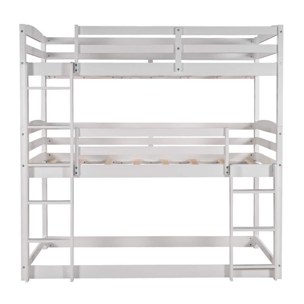 wetiny White Twin Over Twin Over Twin Triple Bunk Bed 218SM000507AAK