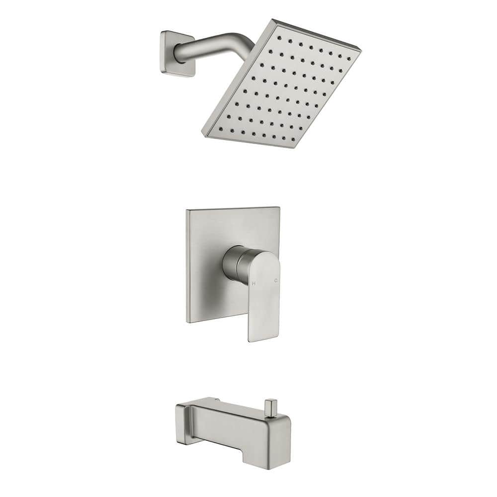 Single Handle 1-Spray Tub and Shower Faucet 1.8 GPM with 6 in. Shower Head in Brushed Nickel Valve Included price history on PriceWatchPro
