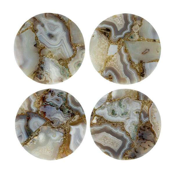 Storied Home 4 in. Multicolor Round Agate Coasters (Set of 4