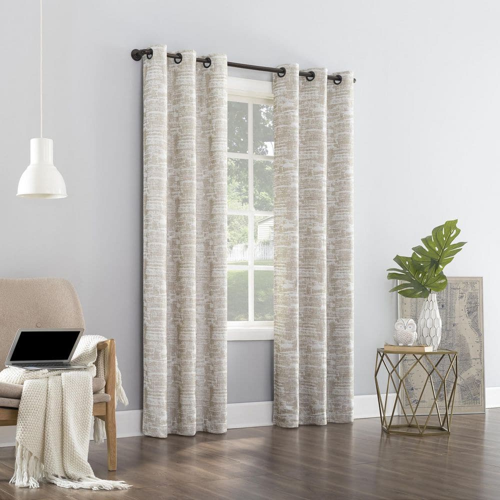 96" x 40" Beige Linen Blackout Grommet Curtain Panel