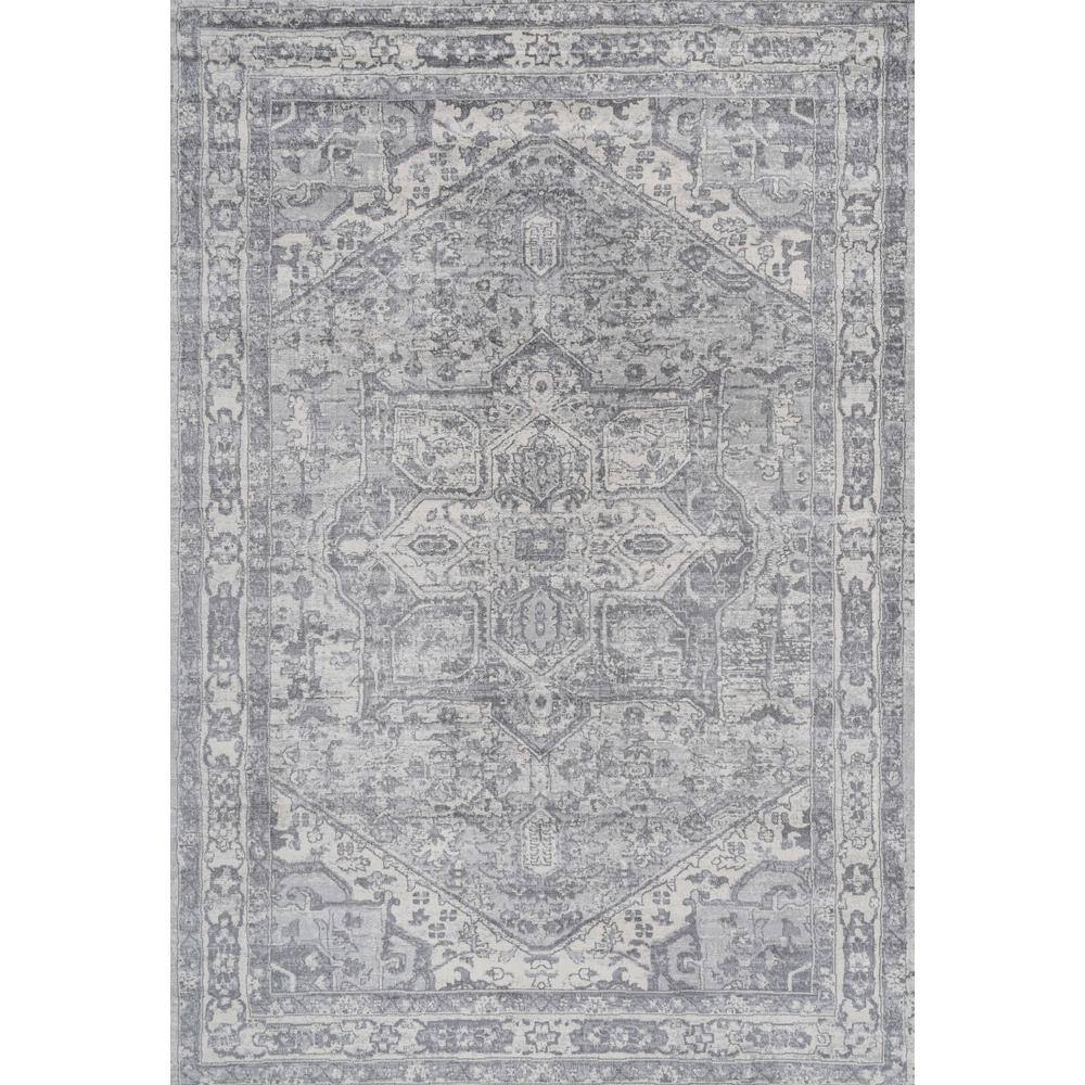 Light Gray/Ivory Synthetic Reversible Rectangular Runner Rug