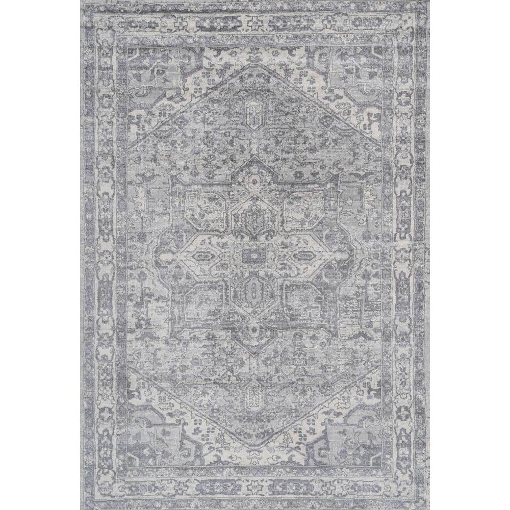 Light Gray and Ivory Synthetic 4' x 6' Reversible Area Rug