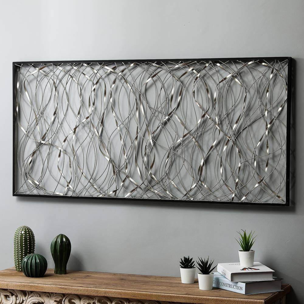 Large Silver and Black Metal Infinity Wall Sculpture