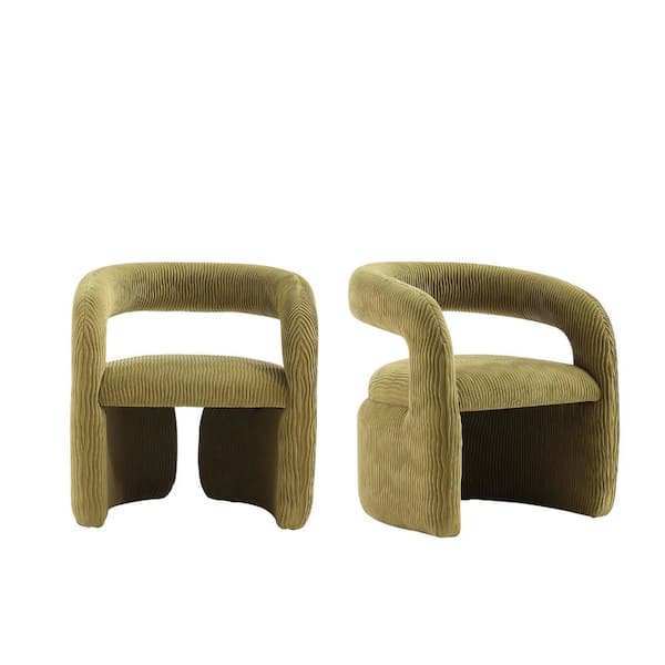 Manhattan Comfort Corvette Modern Olive Green Velvet Upholstered Accent Armchair (Set of 2)