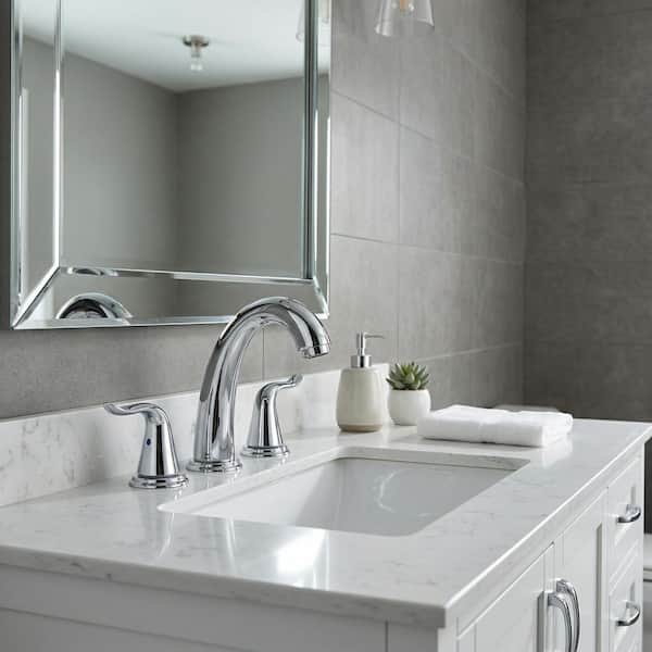 Double Handle 8 in. Widespread Bathroom Faucet, 3-Hole Faucet with Pop Up Drain and Y Shaped Hose in Polished Chrome