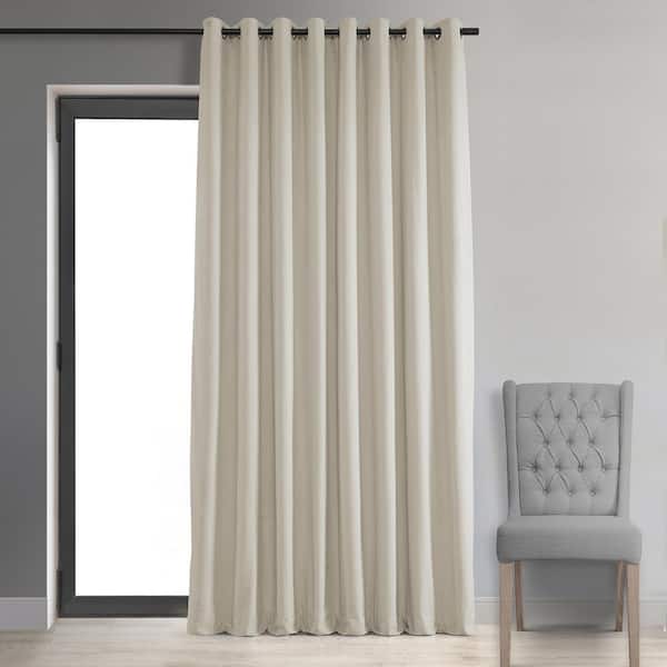 Exclusive Fabrics & Furnishings Extra Wide Signature Off White Velvet Blackout Curtain - 100 in. W x 96 in. L Grommet Curtains Single Panel