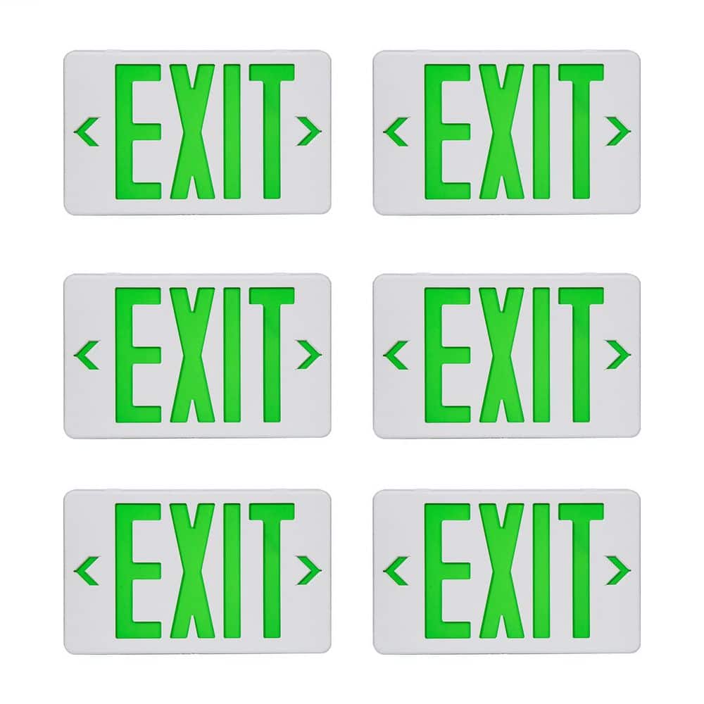 1-Watt 120/277-Volt Integrated LED Green Exit Sign with Battery Backup, Hardwired Exit Signs for Business, 6-Pack price history on PriceWatchPro