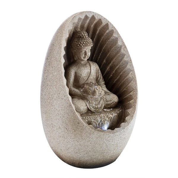 11 in. Tall Indoor/Outdoor Buddha Tabletop Water Fountain with LED Lights