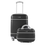 Varsity 2-Piece Black/Grey Carry-On Spinner Cosmetic Suitcase