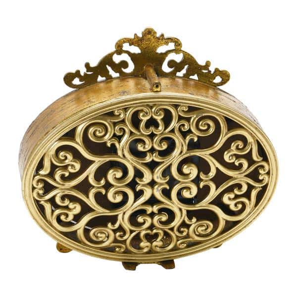 Distressed Gold and Pewter Mantel Clock with Intricate Detailing