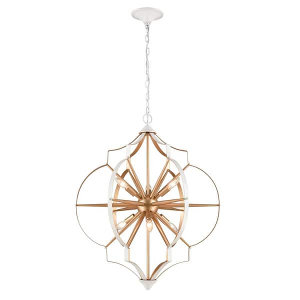 Carolina Shores 26 in. W 6-Light Gold Chandelier with No Shades