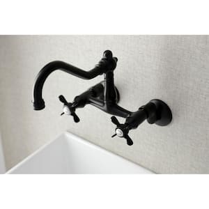 Essex 2-Handle Wall-Mount Standard Kitchen Faucet in Matte Black