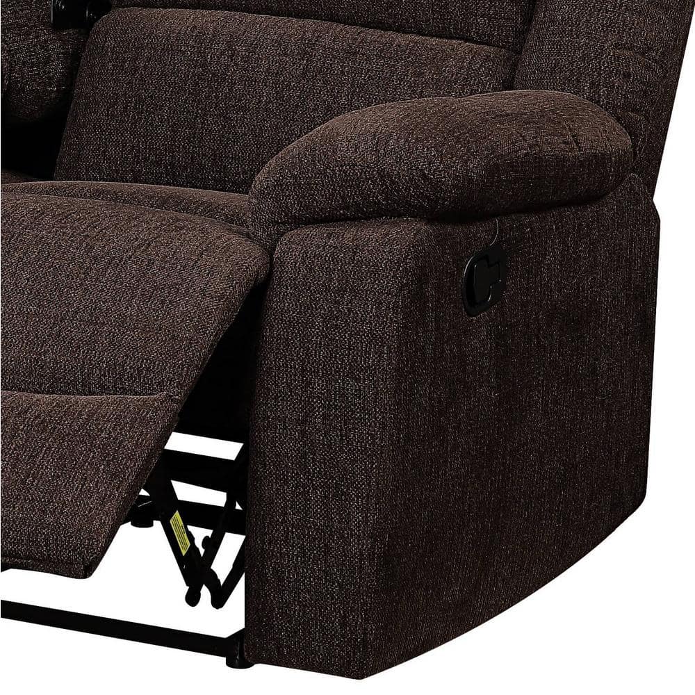 Kalen 78'' Velvety Brown Chenille Reclining Sofa with Cup Holders