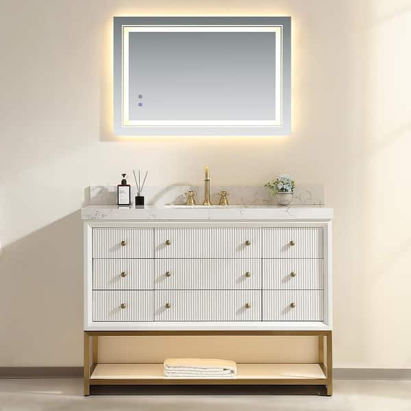 Wilton 48 in. Single Sink Freestanding White Bath Vanity with White Cultured Marble Top Assembled