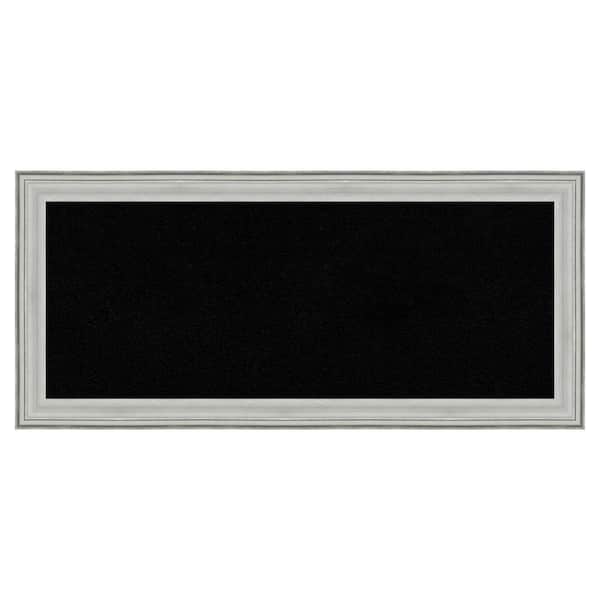 Amanti Art Bel Volta Silver Wood Framed Black Corkboard 33 in. x 15 in. Bulletin Board Memo Board