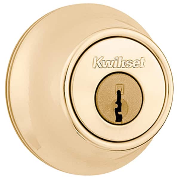 Kwikset 660 Polished Brass Single Cylinder Deadbolt with Pin & Tumbler featuring Microban Technology