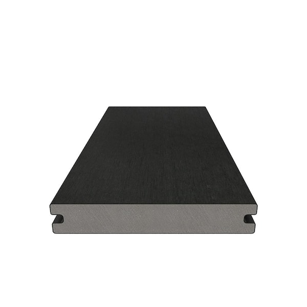 UltraShield Naturale Magellan 1 in. x 6 in. x 1 ft. Indian Ebony Solid with Groove Composite Decking Board Sample