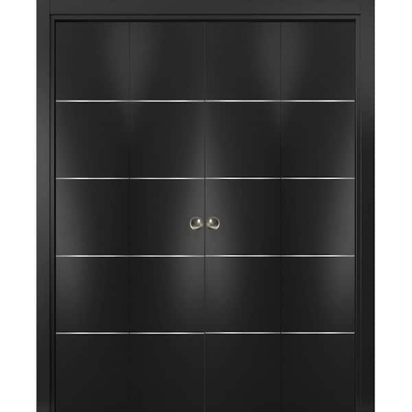 Sartodoors 0020 72 In. X 96 In. Flush Solid Wood Black Finished Wood ...