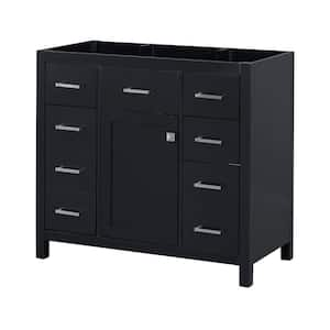 36 in. Bath Vanity Cabinet without Top with Door and 5-Drawers in Black