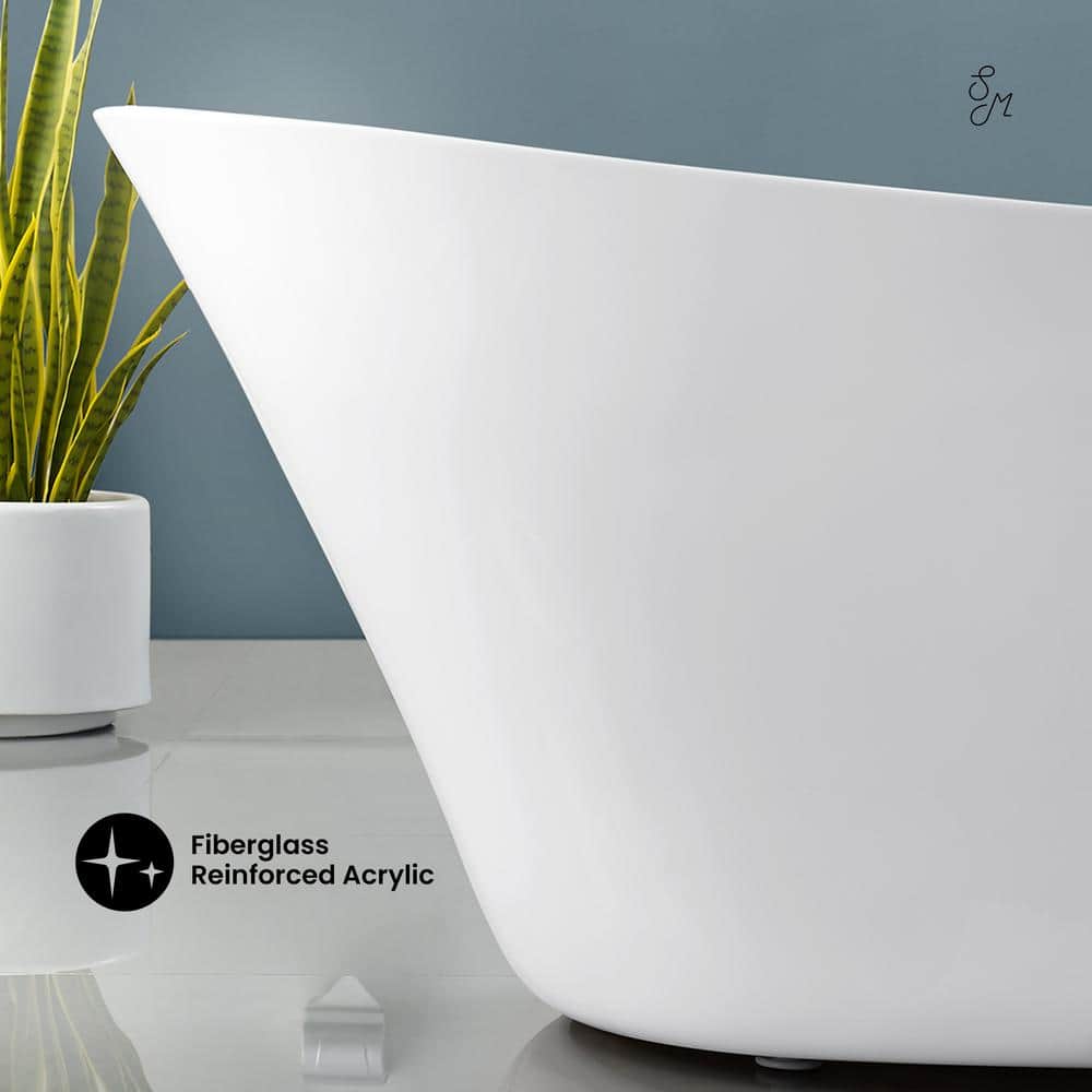 Sublime 67" White Acrylic Freestanding Soaking Bathtub