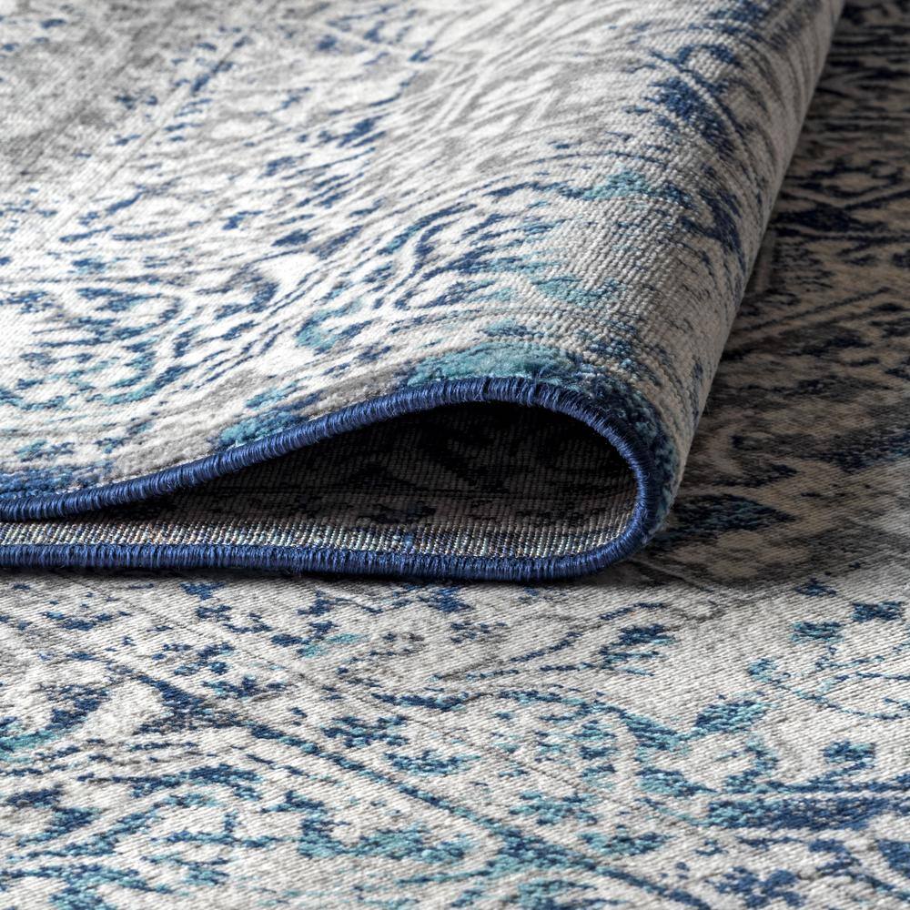Navy and Light Grey Persian-Style Synthetic Area Rug