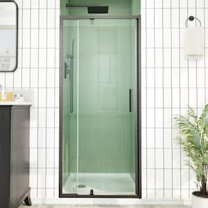 28 in. to 32 in. W x 72 in. H Framed Pivot Shower Door in Matte Black with Clear Tempered Glass