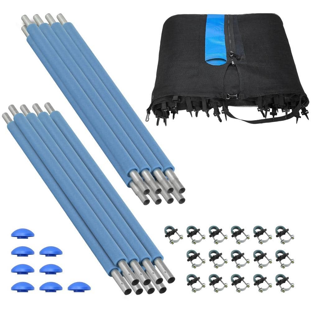 13 ft Blue and Black Trampoline Safety Enclosure Set with Net and Poles
