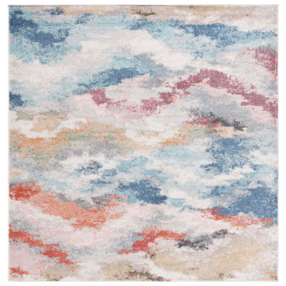 Phoenix 7 ft. x 7 ft. Ivory/Blue Rust Abstract Wavy Square Area Rug price history on PriceWatchPro