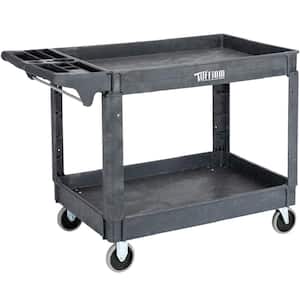 2-Tier Plastic 4-Wheeled Service Cart in Gray with 550 lbs. Capacity