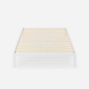White Full Metal Platform Bed Frame Without Headboard