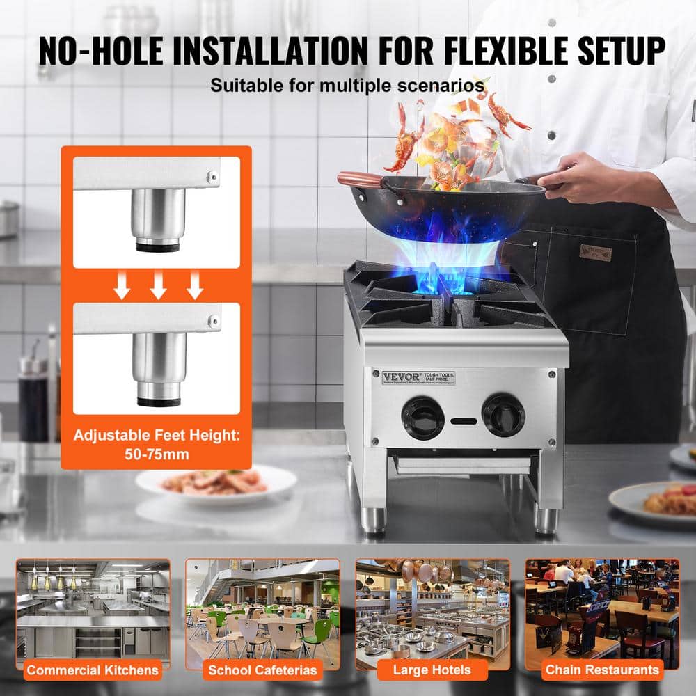 Silver Stainless Steel 2-Burner Gas Cooktop with Manual Ignition