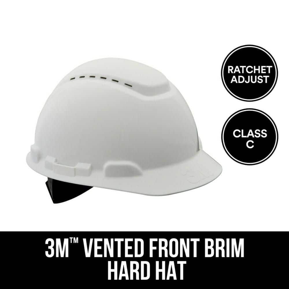 White Vented Hard Hat with Ratchet Adjustment