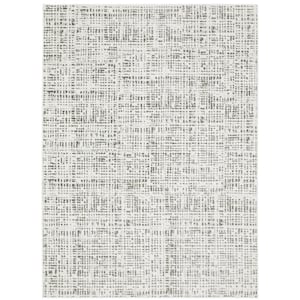 Monticello White/Gray 3 ft. x 5 ft. Distressed Geometric Abstract Polyester Indoor Area Rug