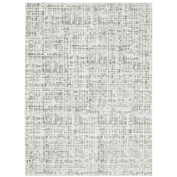Monticello White/Gray 10 ft. x 13 ft. Distressed Geometric Abstract Polyester Indoor Area Rug